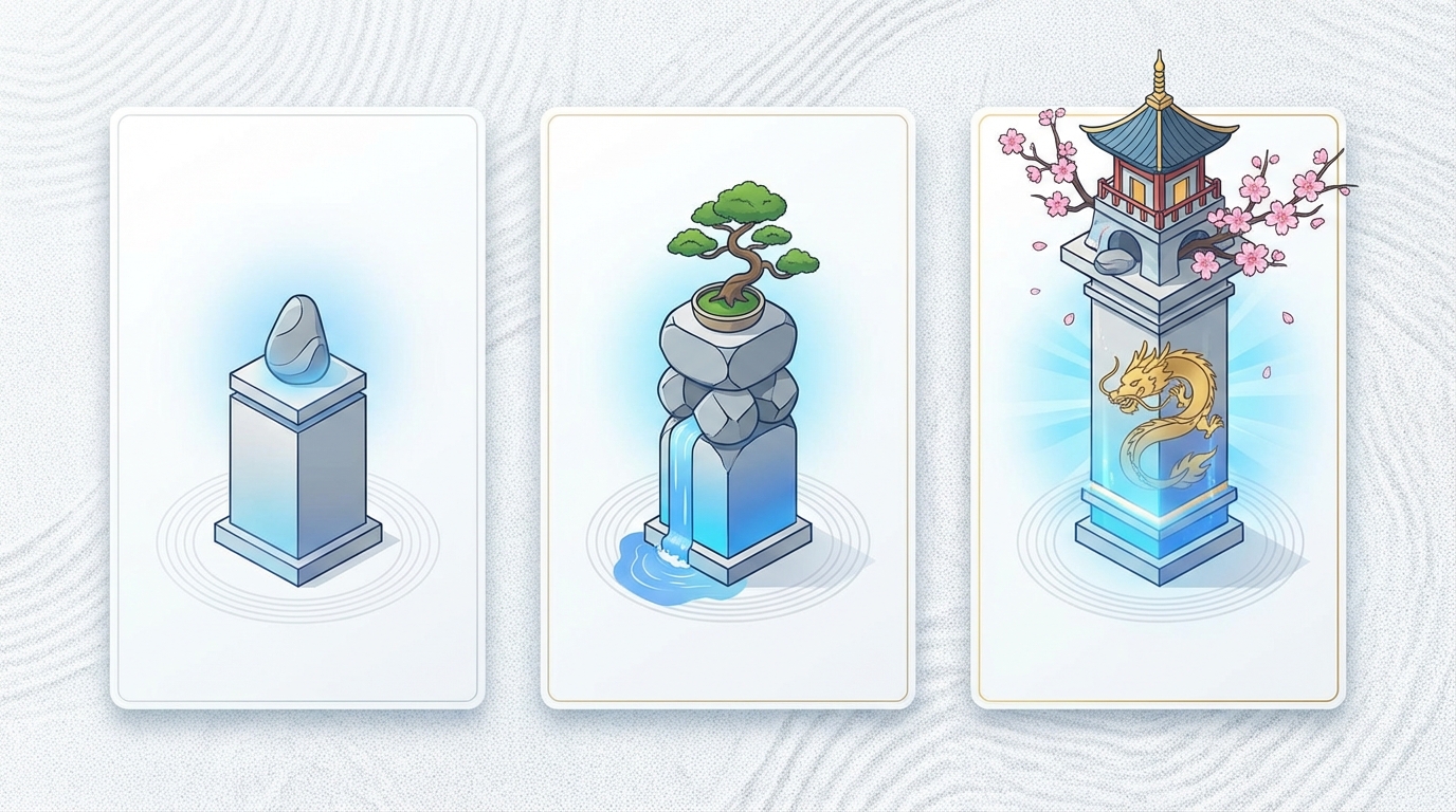 ブログ記事作成代行|御社専用のブログ記事を作成します ブログ記事作成代行の価格帯比較 - 格安・中堅・プレミアムの3段階のサービスレベルを示す階段状の図