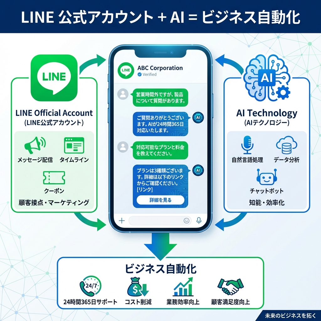 LINE公式アカウントにAIを導入する方法【2026年版】完全ガイド LINE公式アカウントとAIの組み合わせによるビジネス自動化