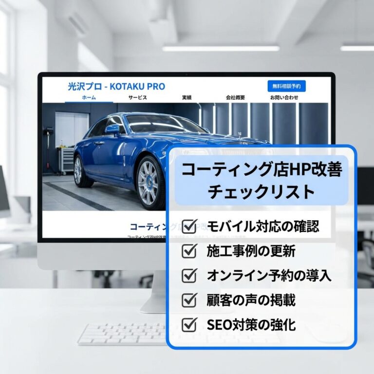 自動車コーティング店のHP改善チェックリスト【15項目】