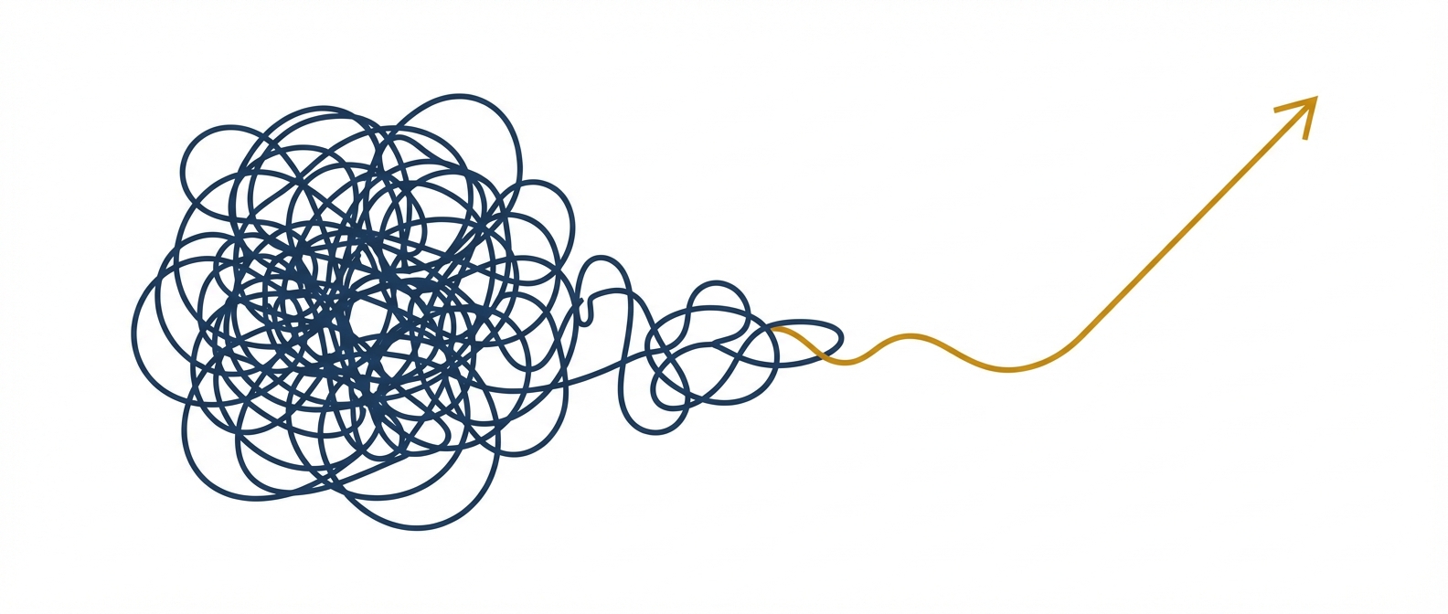 複雑なWeb集客の悩みがAI右腕によって解決されるイメージ