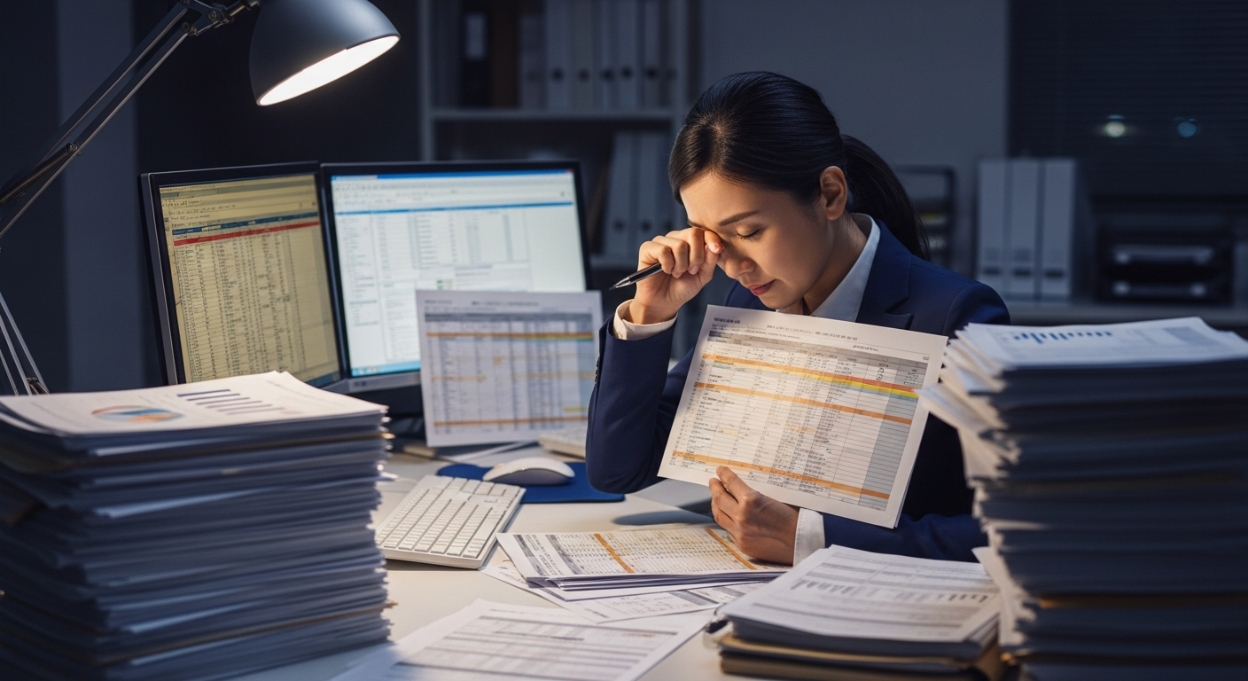 業務に追われる女性経営者